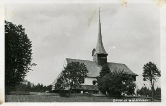 Ansichtskarte «Kirche in Würzbrunnen»; abgestempelt «EMMENMATT, 3.I.14»; gelaufen nach Aspi b. Obergoldbach