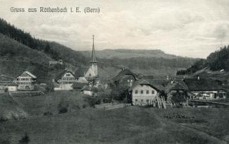 Ansichtskarte «Gruss aus Röthenbach i. E. (Bern)»; Alfred Günther, Photo-Industrie, Zürich VI; nicht gelaufen; auf der Rückseite handschriftlich datiert 24